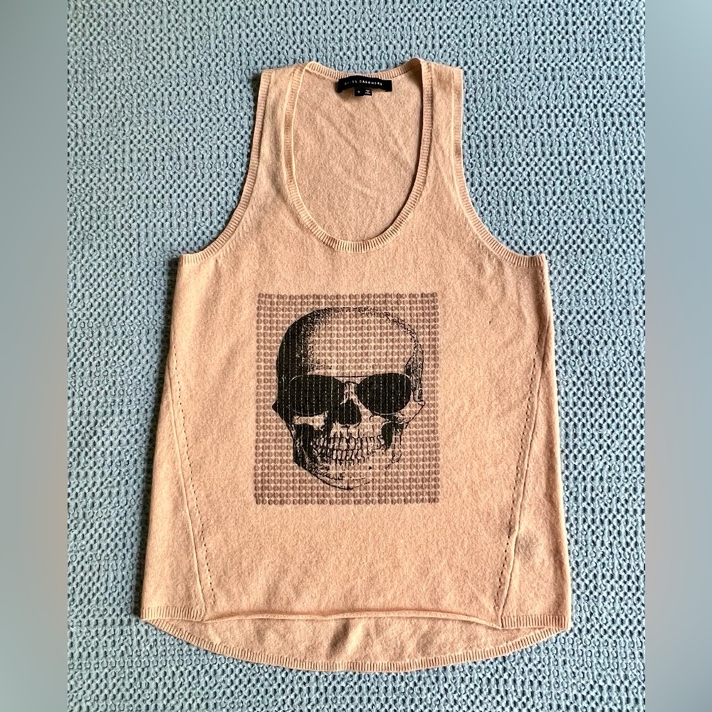 Skull Cashmere Soft Pink Tank Sweater
